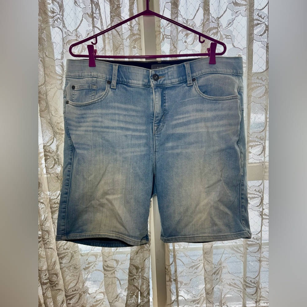 Torrid Blue Jean Shorts with Mid-Thigh Length